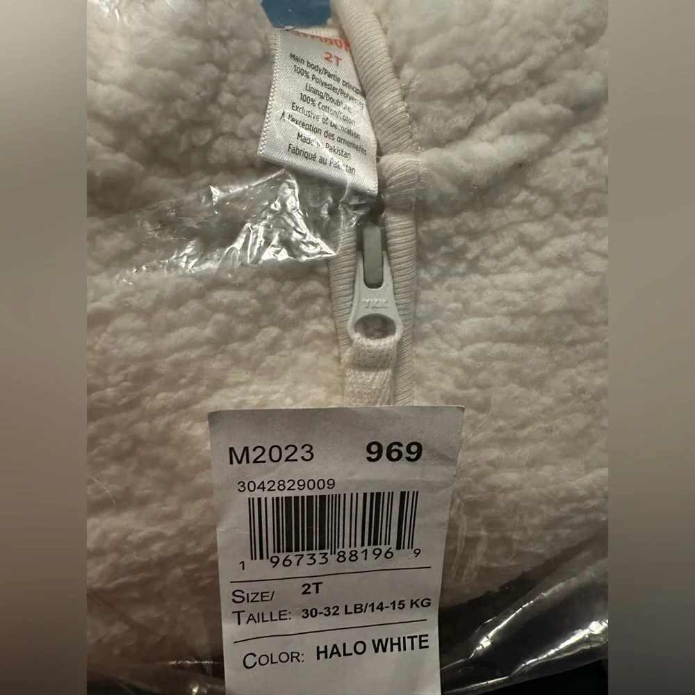 Teddy bear unisex toddler Sherpa zip up sweater Halo white